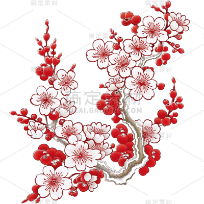 中国风水墨国画梅花