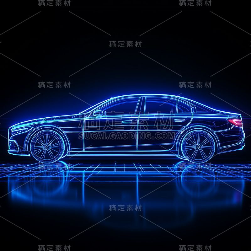 交通系列科技风未来感汽车线稿 