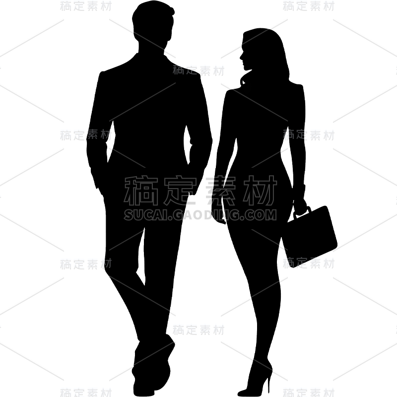 人物系列-通用-两人剪影贴纸 