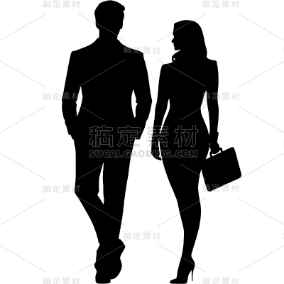 人物系列-通用-两人剪影贴纸 