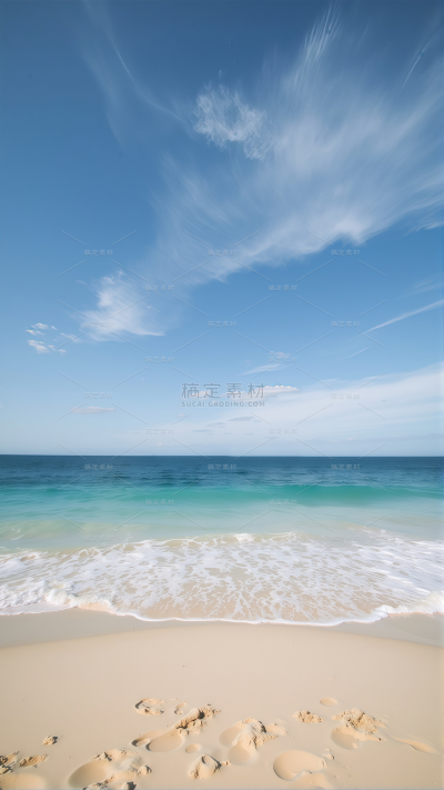 风光系列简约风海岸线海滩蓝天白云