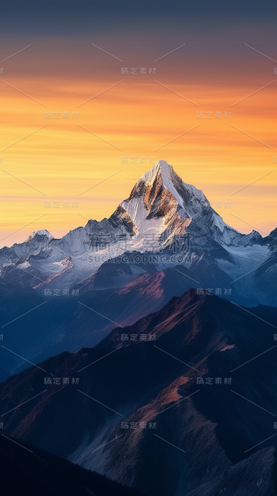 山峰雪山山脉自然风景