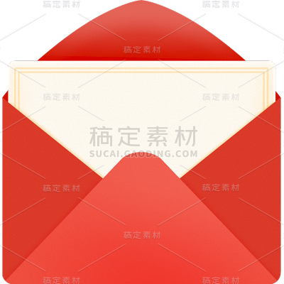 通用边框红色信纸丝带信封邀请函贴纸元素素材