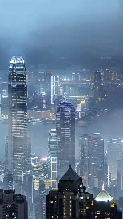 建筑系列通用雾中城市背景图片背景素材
