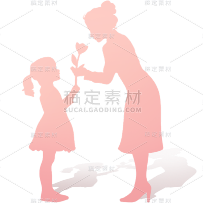 母亲节通用粉色渐变母子亲情人物剪影元素素材
