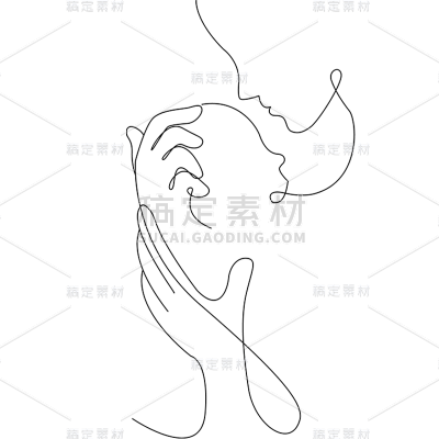 常规极简风线条感插画母亲线条元素人物贴纸元素素材