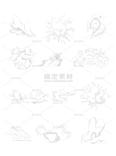 常规插画云朵爆炸云雾特效组合元素素材