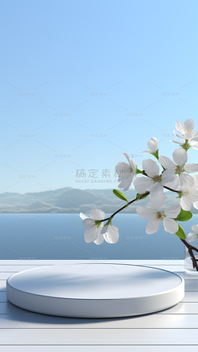 通用电商简约花卉展台场景背景