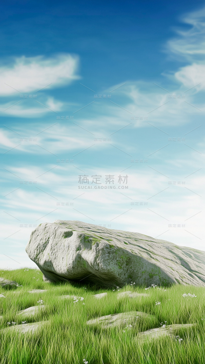 背景系列自然草木石头绿色展台背景