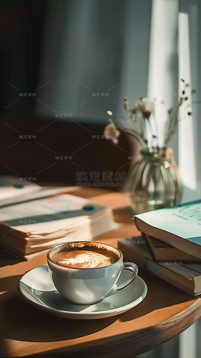 饮品系列桌子透明咖啡杯特写