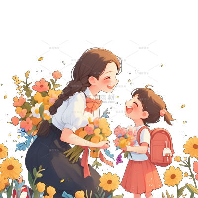 教师节系列扁平多人人物通用元素素材