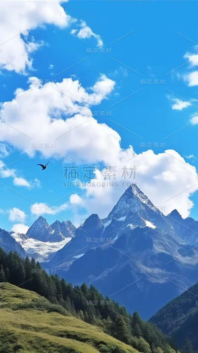 蓝天白云山川山峰山脉风景景观壁纸