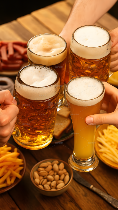 饮品系列写实风啤酒碰杯（td）