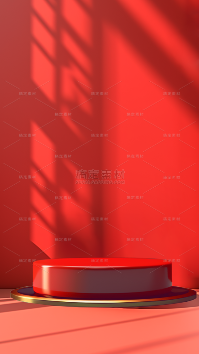 通用电商促销3D立体中国风中式室内光感场景背景图片素材