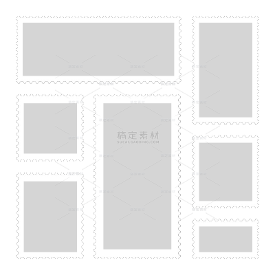 边框系列白色空白邮票边框组合元素贴纸（td）