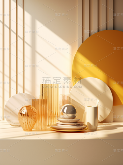 白色桌子上的餐具，3D背景渲染