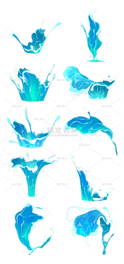 2309SC-素材组合-手绘-液体水花