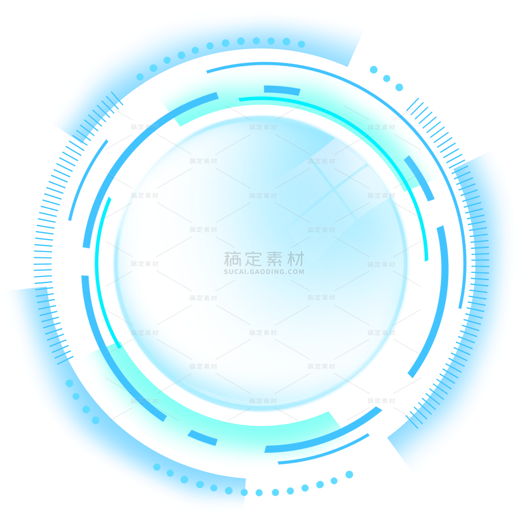 特效系列科技感蓝色圆形弥散光按钮