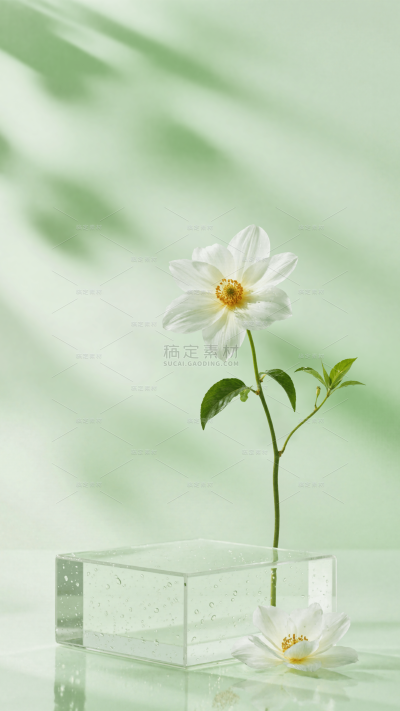 植物系列夏日清新感茉莉花枝玻璃展台