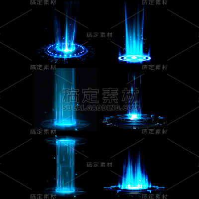 特效通用蓝色传送光束元素素材