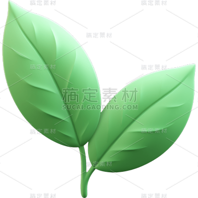 3D立体绿叶贴纸