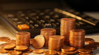 科技风系列商务风金币堆叠计算机图片（td）