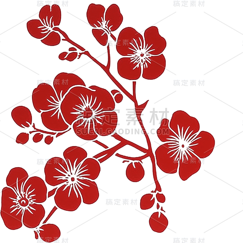 扁平红色梅花花朵