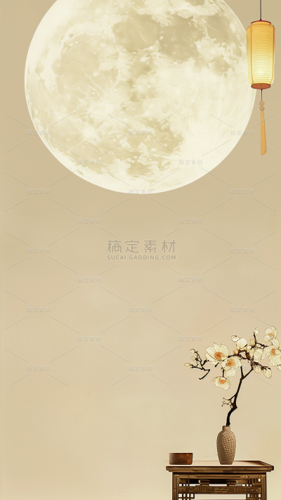 常规系列通用工笔画月亮背景素材