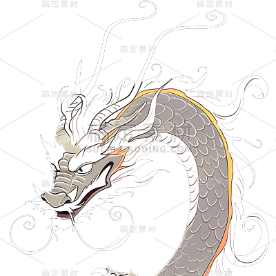 通用插画神话生物中式传统龙元素贴纸