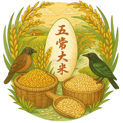 美食系列插画风水稻丰收大米线稿元素