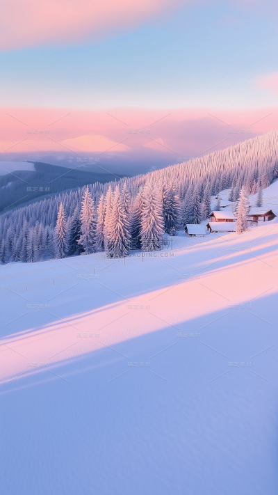 冬天通用实景晚霞雪地背景