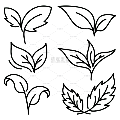 植物系列矢量叶子线条图标元素