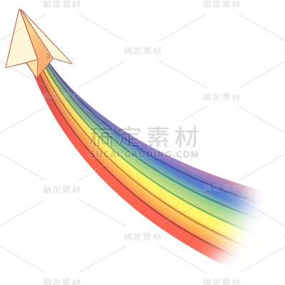 气象系列手绘发射型彩虹+纸飞机