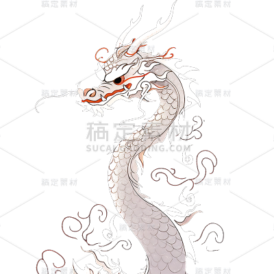 通用插画神话生物中式传统龙元素贴纸