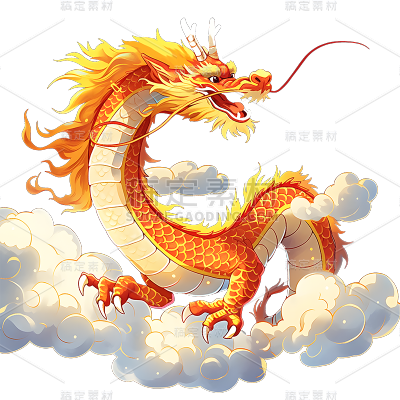 龙年春节过年新年除夕新春2024金色中国风龙纹