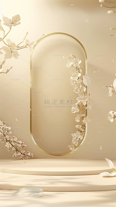 植物通用3D简约几何花朵背景场景图片素材