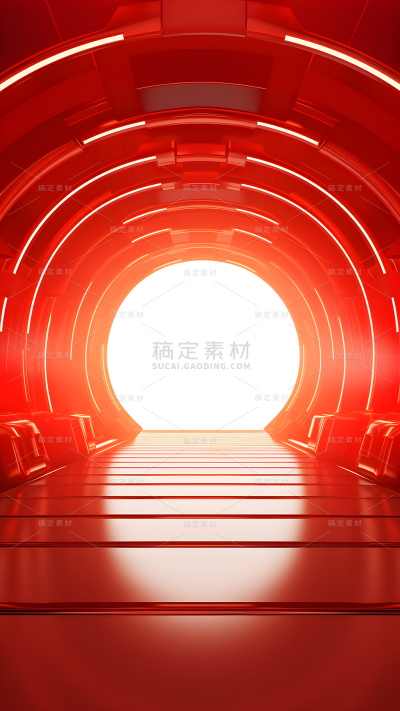 通用电商促销红色科技感线条空间3D场景背景图片素材