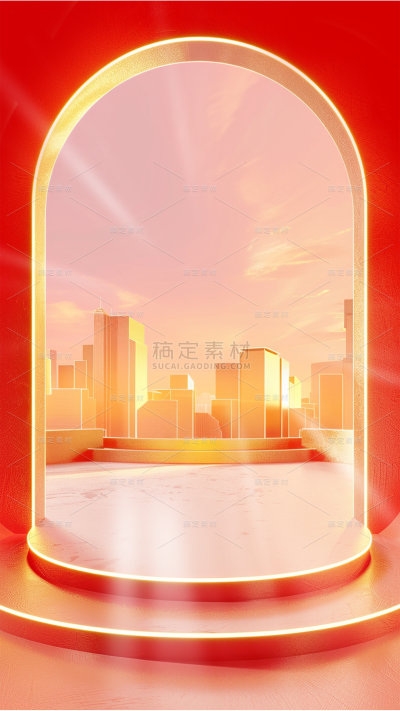 618通用光效展台天空拱门展台背景图片素材