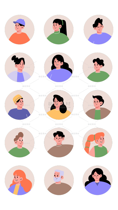 图标系列矢量彩色人物图标组合（td)