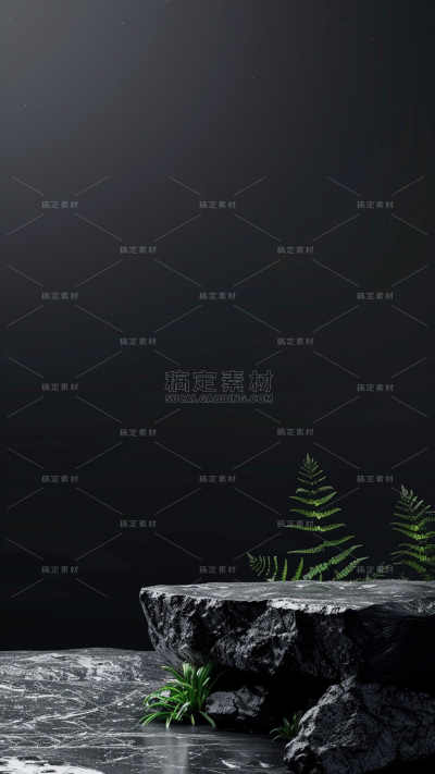 背景通用黑色石头展台背景场景图片素材