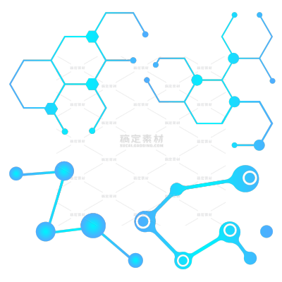 常规通用蓝色简约分子组合元素素材