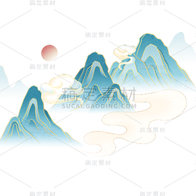 通用中式中国风国潮山水元素