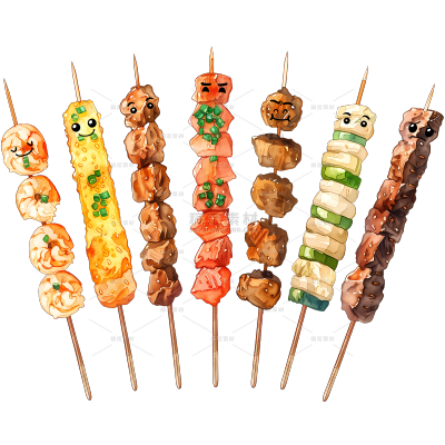 美食拟物感插画烧烤肉类