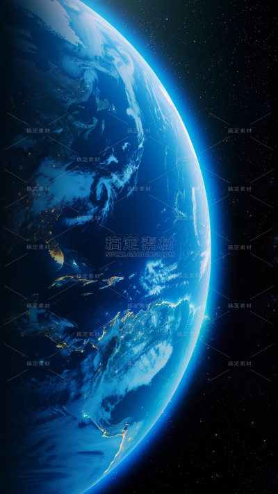 宇宙系列蓝光地球表面轮廓景
