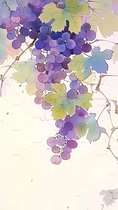 果蔬系列-通用-水彩国风插画水果背景图片