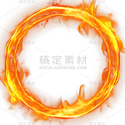 通用红色火圈燃烧的火焰圈元素贴纸