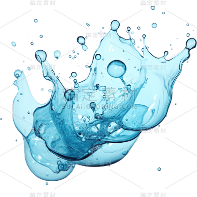 蓝色水花元素