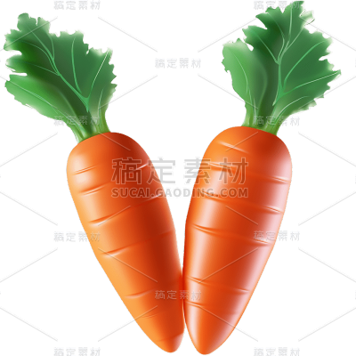 餐饮蔬菜胡萝卜C4D立体元素