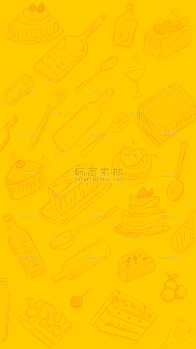 美食黄色美食线稿背景
