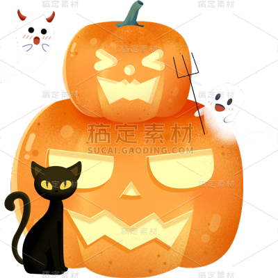 卡通手绘插画万圣节南瓜元素